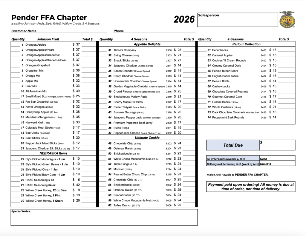 2026 Fruit Sales