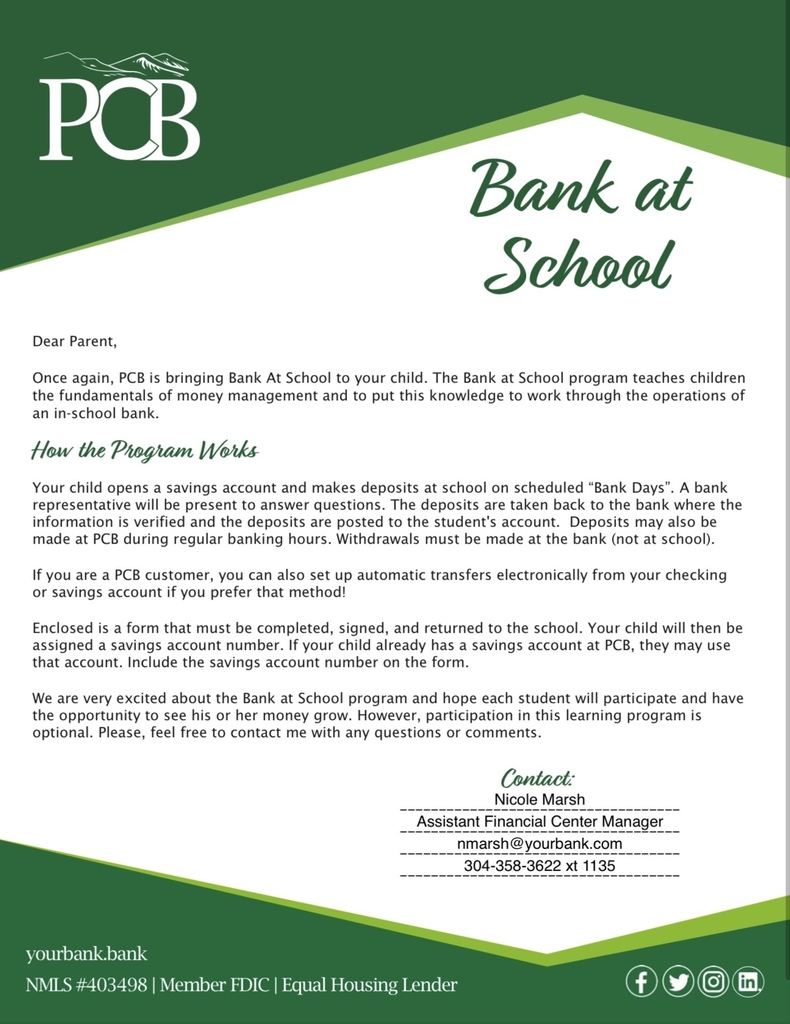 PCB Bank at School Letter 