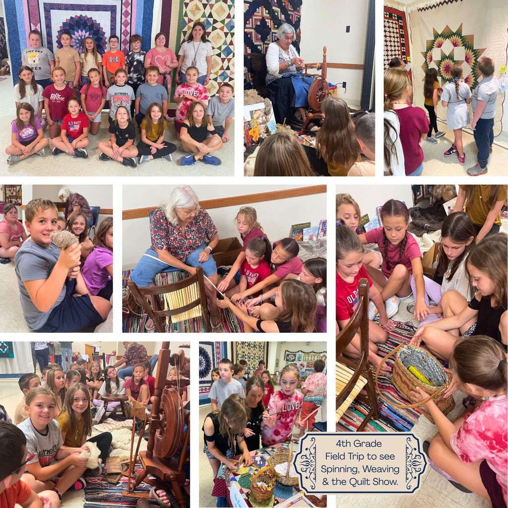 4th Grade Fieldtrip to see Spinning, Weaving, and the TMF Quilt show photo collage