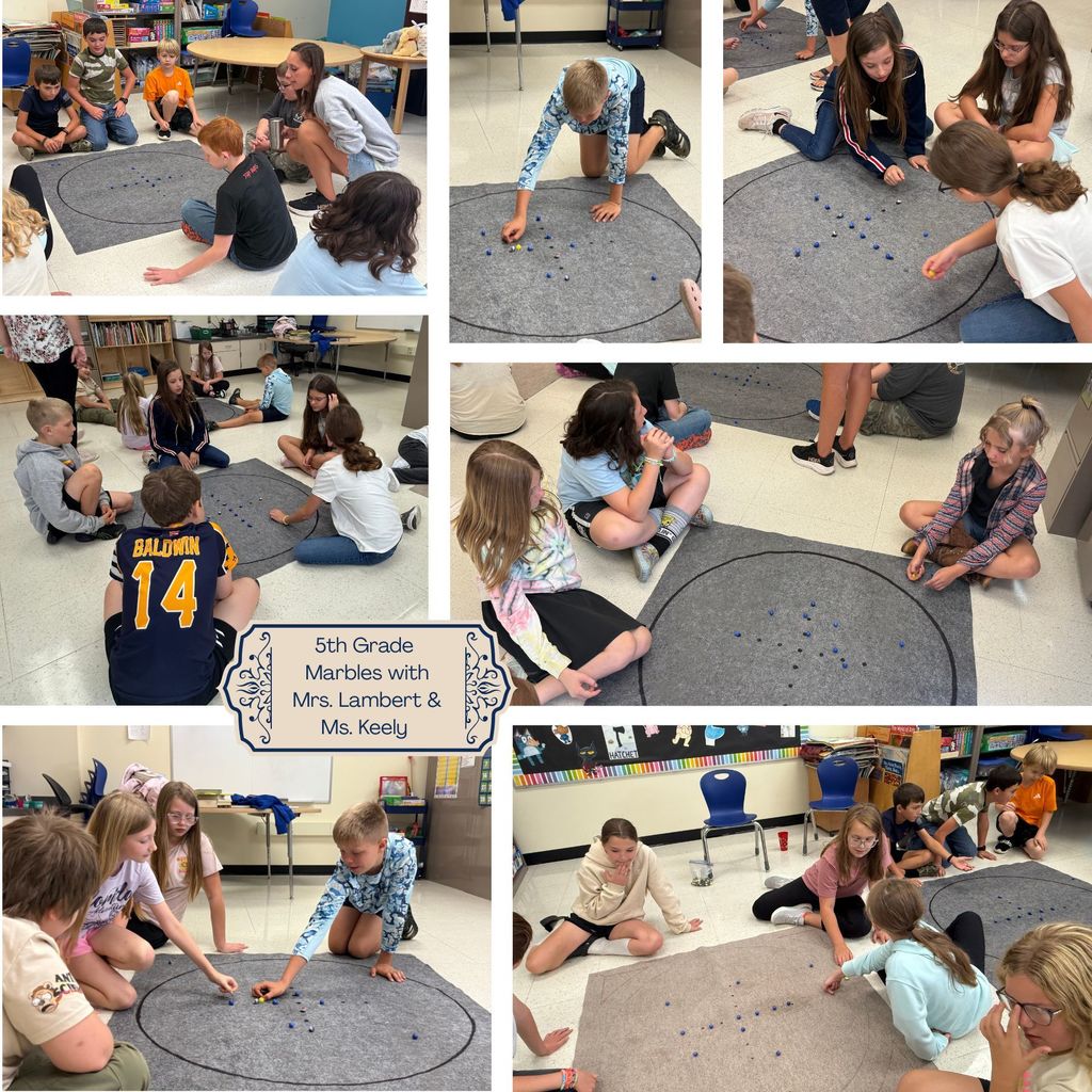 5th Grade playing marbles photo collage