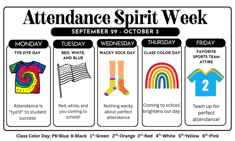 Attendance Week Theme Schedule