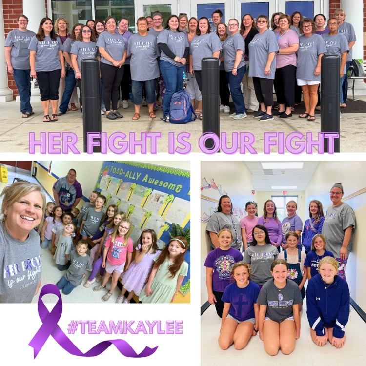 students and staff wearing purple to support Kaylee