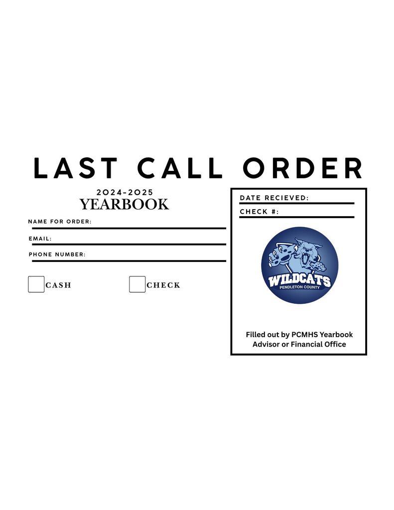 Last Call Order for 24-25 yearbook.
