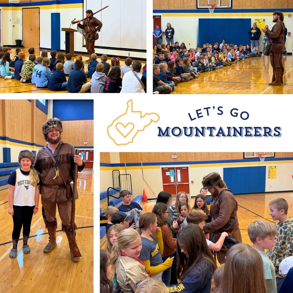 Red Ribbon Week Collage _WVU Mountaineer Visit Group pictures of students and teachers dressed up 