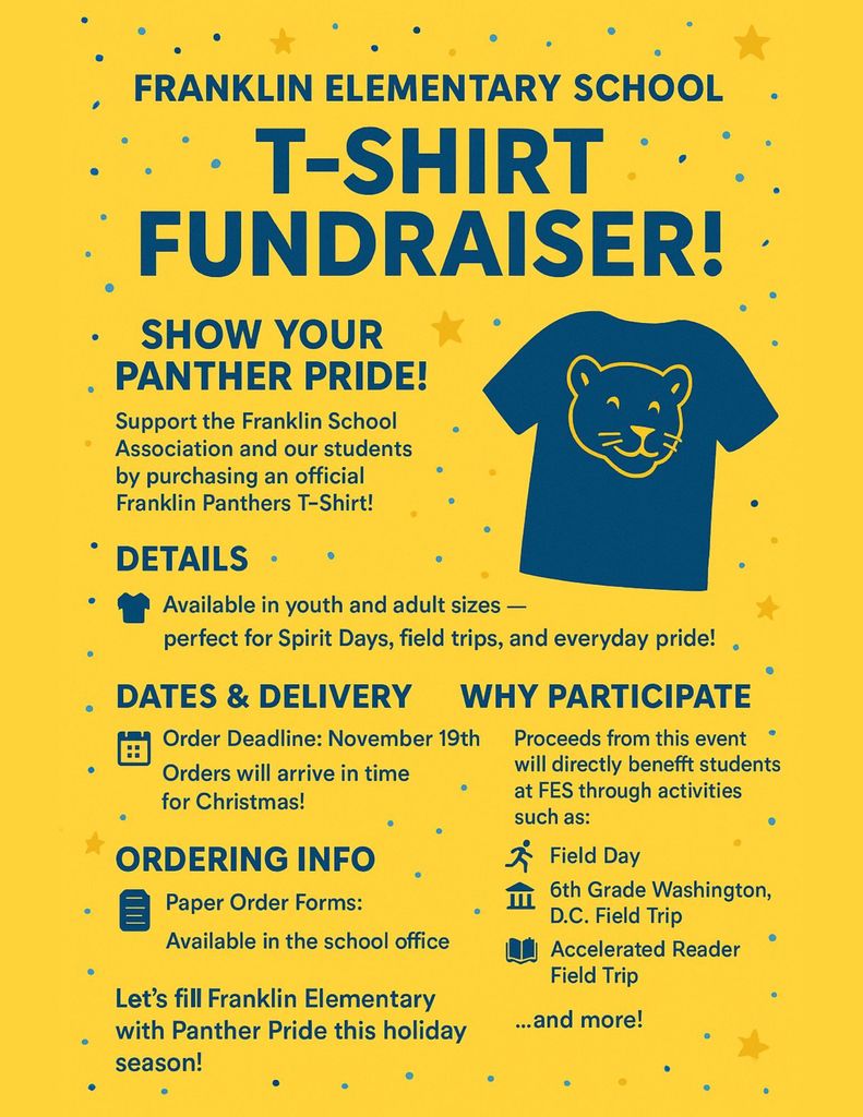 Franklin Elementary School T-Shirt Fundraiser Flyer 