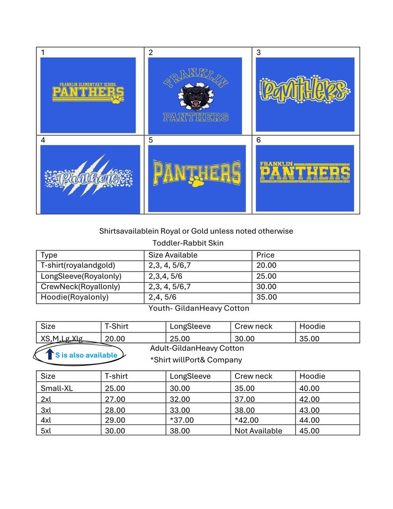 T-shirt Fundraiser Order Form 