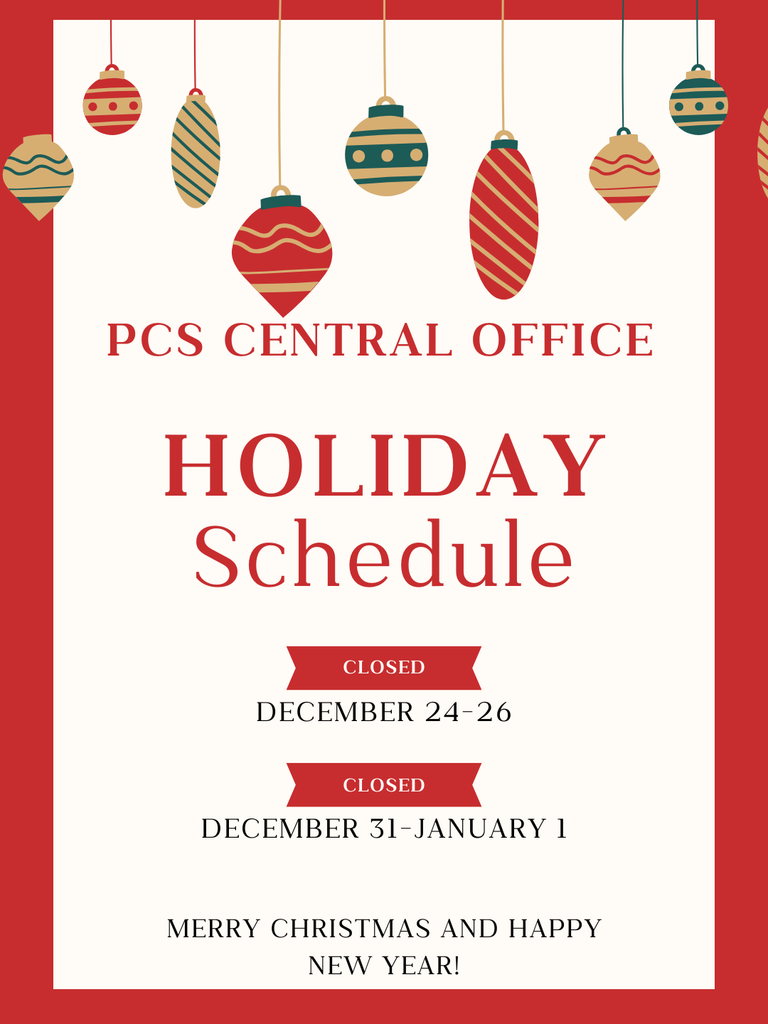 Central Office Holiday Schedule