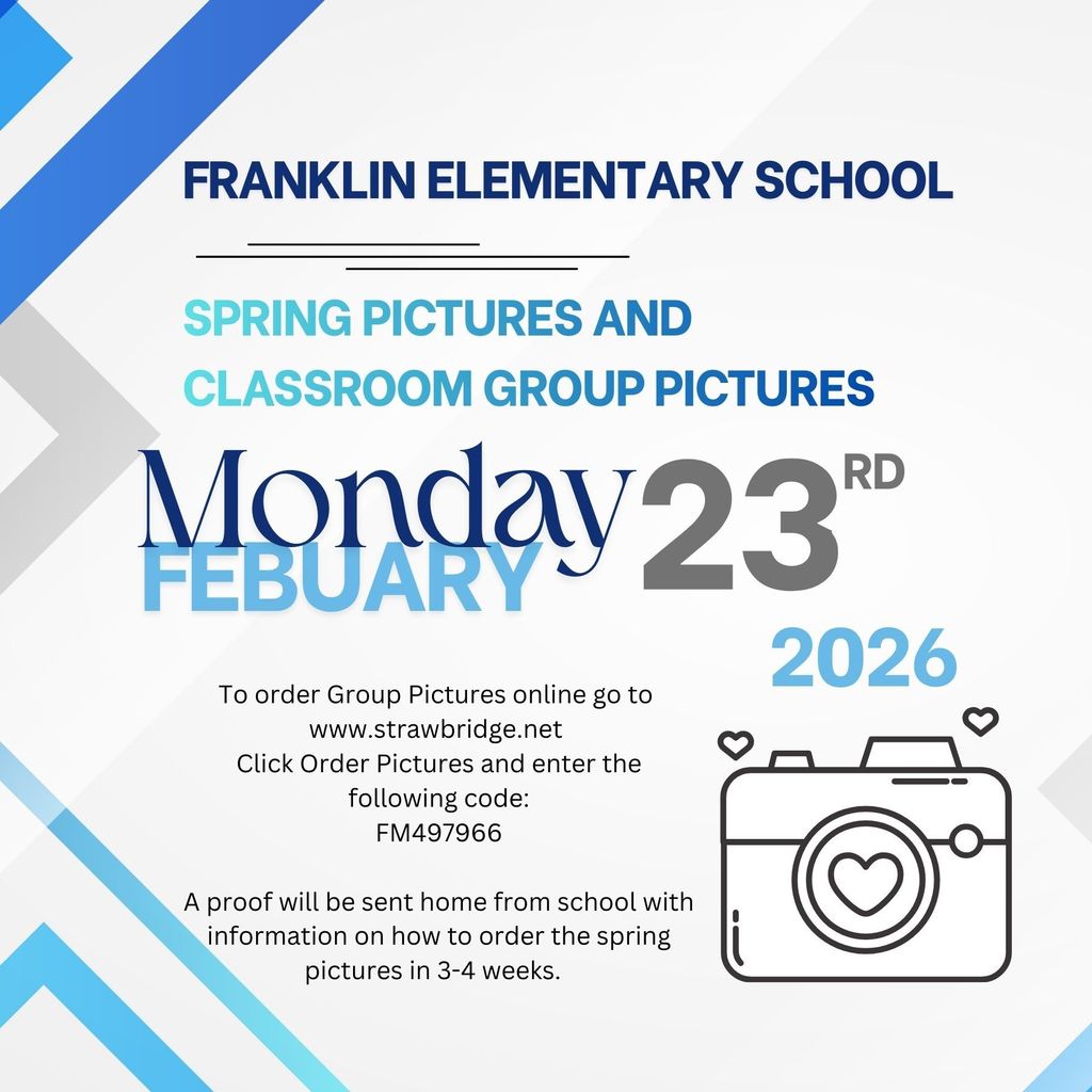 Flyer for Franklin Elementary School Spring Pictures and Classroom Group Pictures