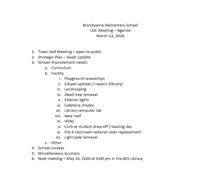 LSIC Meeting Agenda