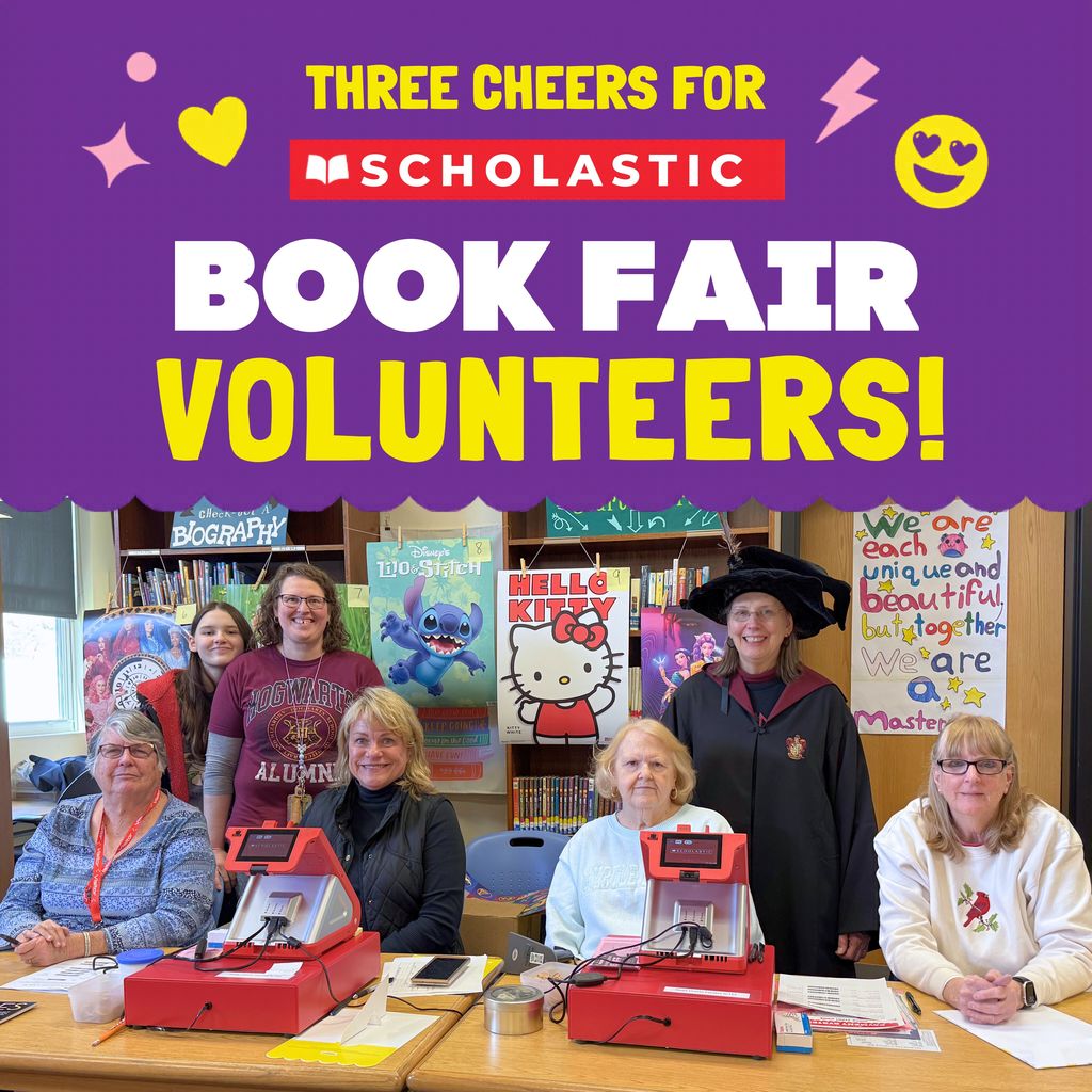 Three Cheers for Scholastic Book Fair Volunteers Graphic