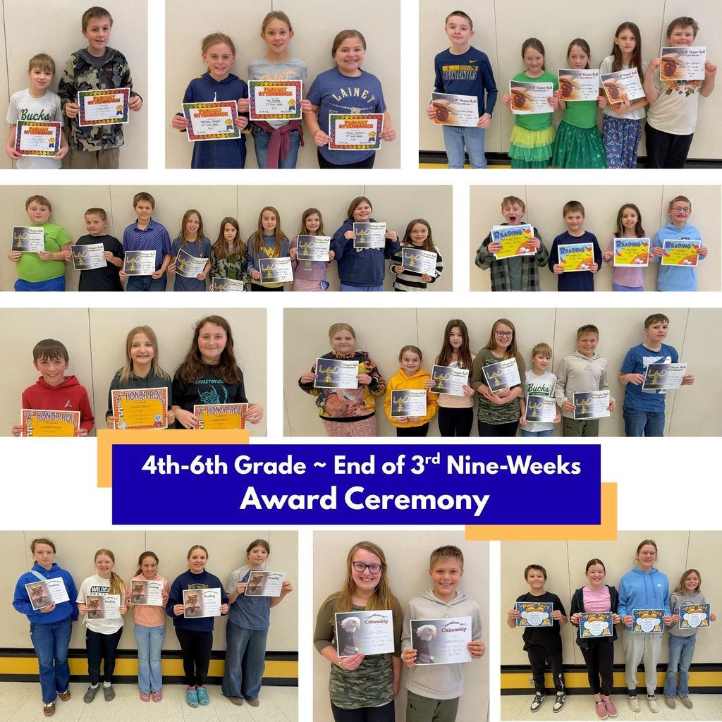 Collage of pictures from 4th-6th grade - End of Nine Weeks Award Ceremony