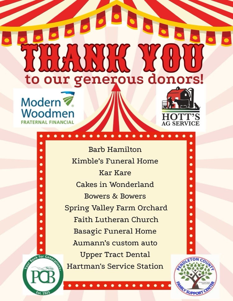 Flyer Thanking businesses that donated to the spring carnival at FES  