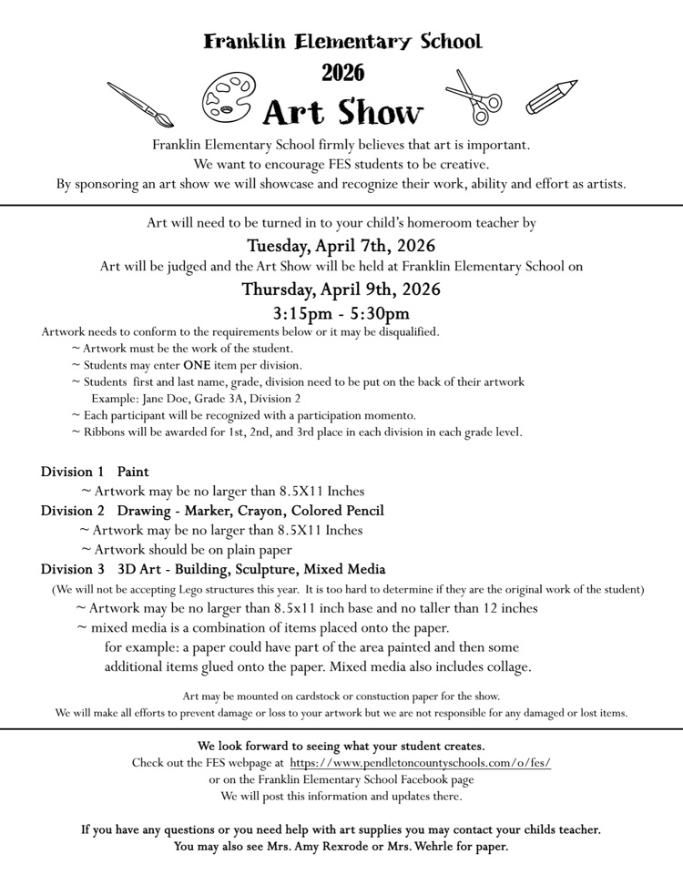 Flyer for FES 2026 Art show