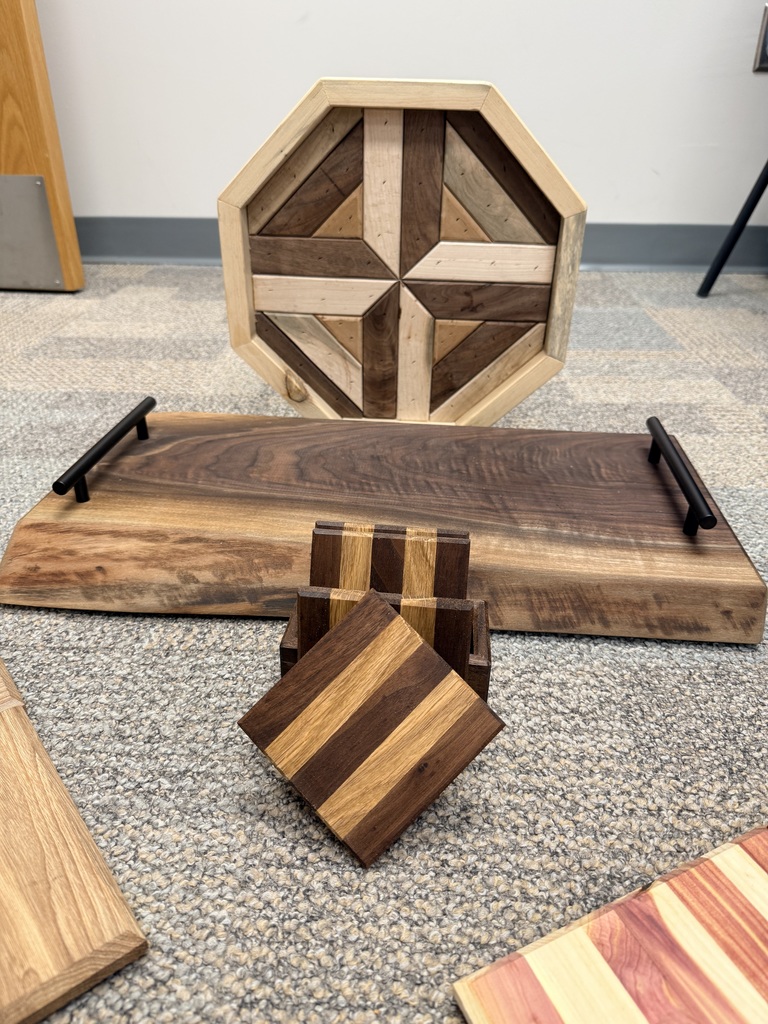 Wooden pieces for silent auction made my Hunter McConnell