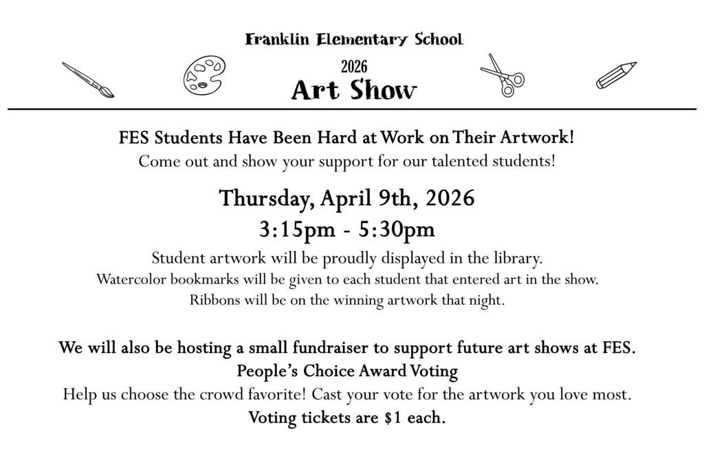 Flyer for the Franklin Elementary School Art Show 2026