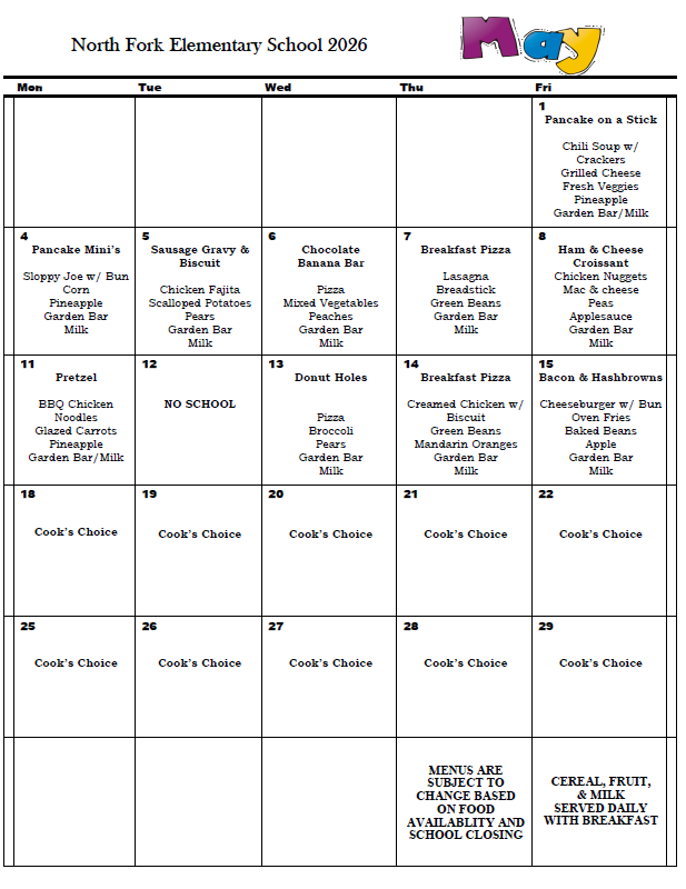 NFES Menu
