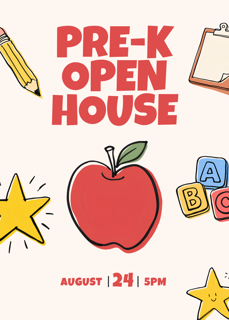 PreK Open House will be August 24 at 5pm