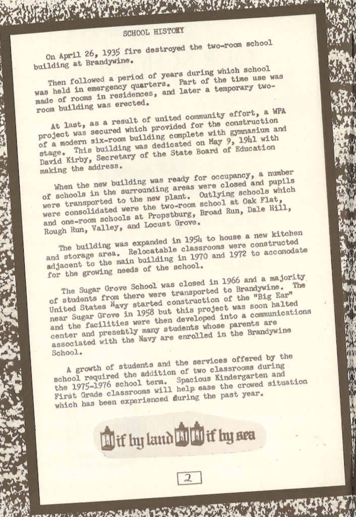 History of BES in 1978 Yearbook