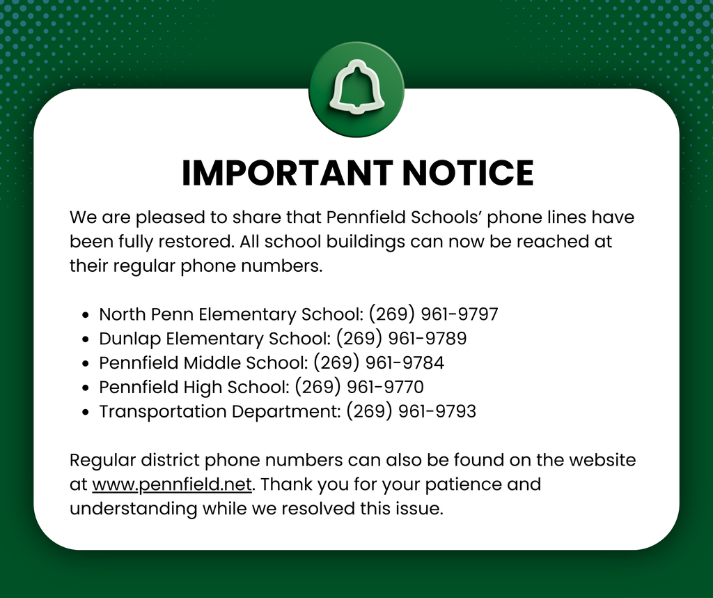 Important Notice: District Phone Lines Restored (8/26/25)