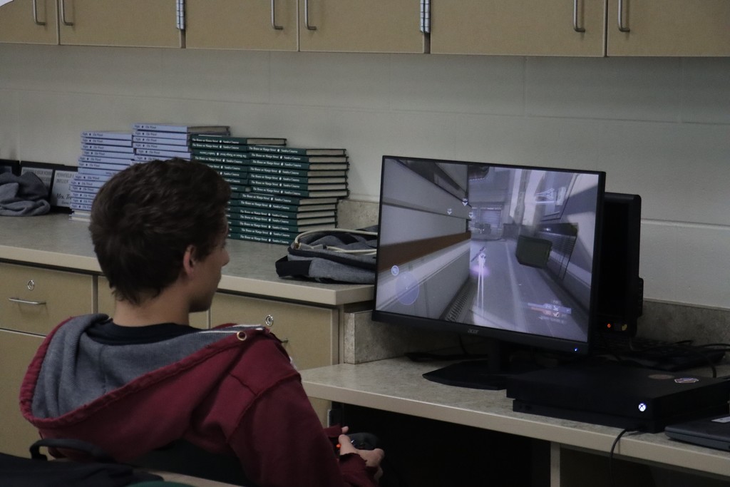 Student playing video games