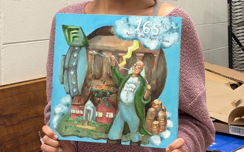 Painting of Benjamin Franklin painted by a PGHS Student
