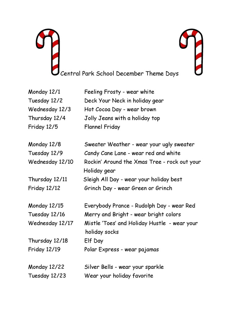 Theme Days for the month of December