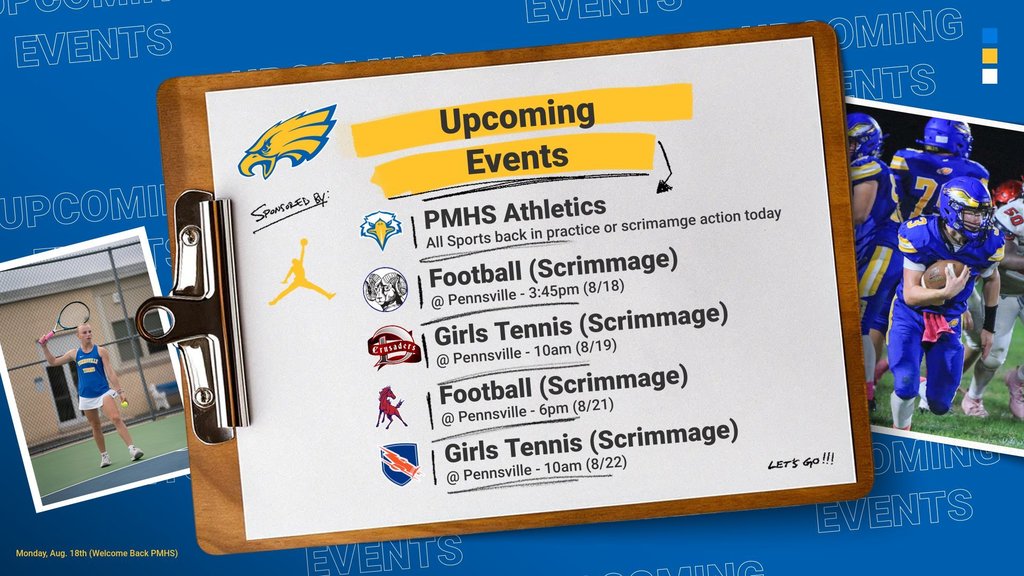 Schedules for the week of 8/18/2025 - full schedules can be found at https://www.gobound.com/nj/schools/pennsvillememorialhs