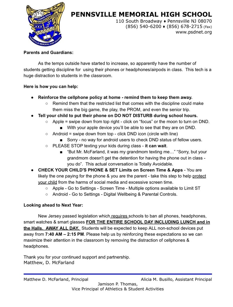 no cell phone letter with tips