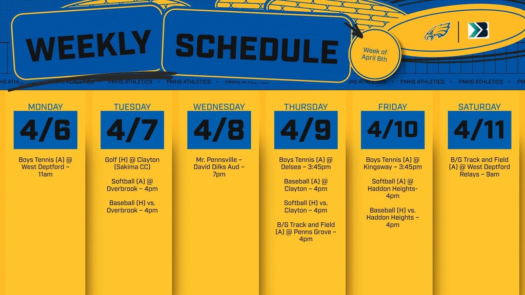 Go to www.gobound.com/nj/schools/pennsvillememorialhs for complete schedules.
