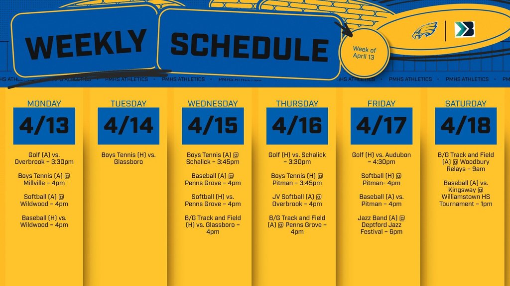 Go to www.gobound.com/nj/schools/pennsvillememorialhs for complete schedules.