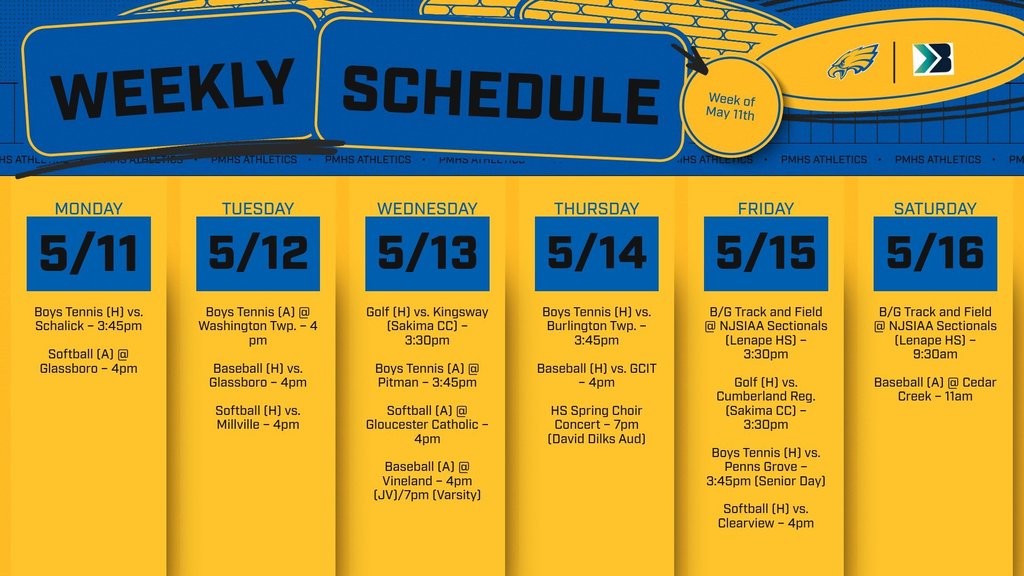 Go to www.gobound.com/nj/schools/pennsvillememorialhs for complete schedules.