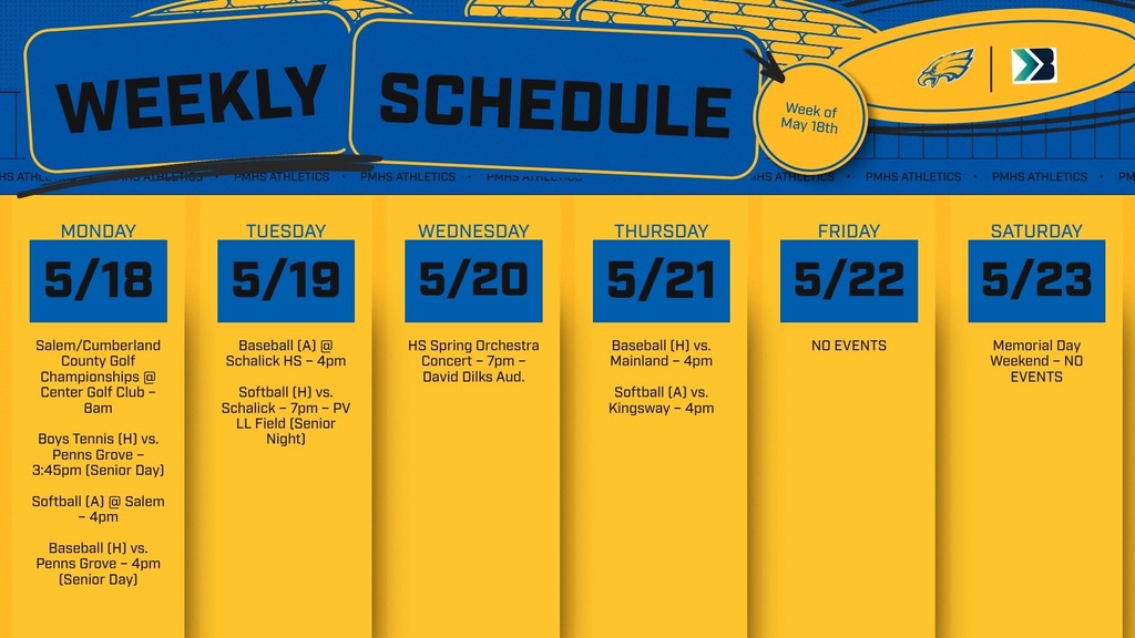 Go to www.GoBound.com/nj/schools/pennsvillememorialhs for complete schedules.