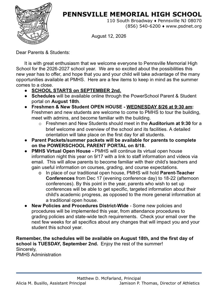 welcome back letter
