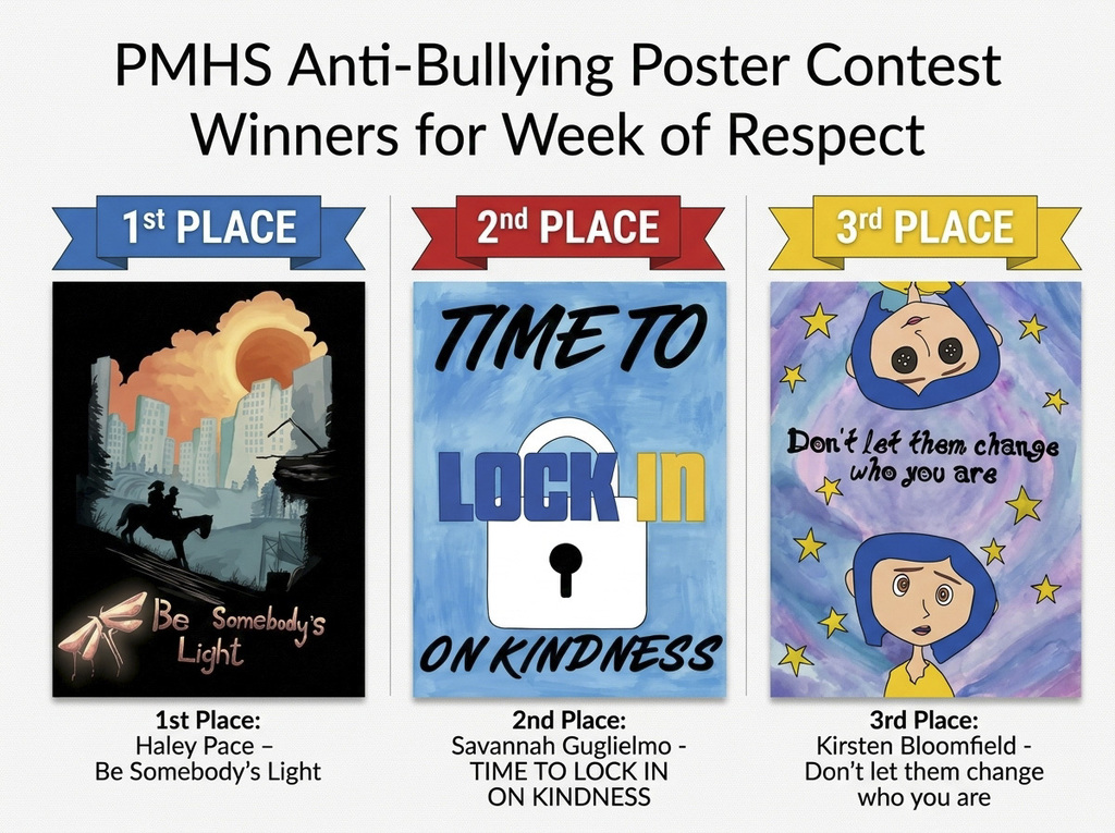 PMHS Anti-Bullying Poster Contest Winners for Week of Respect top 3 winners