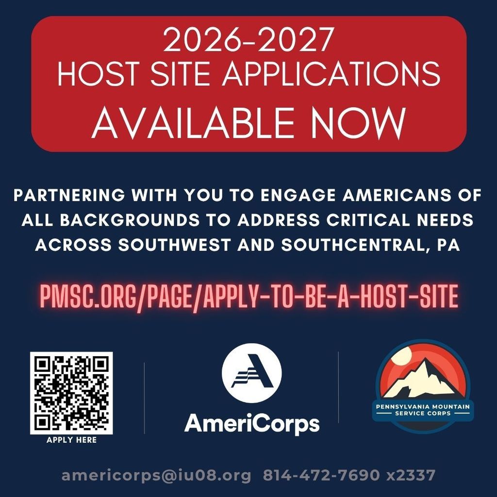 Host Site applications available now! Partnering with you to engage americans on all backgrounds to address critical needs across southwest and southcentral PA. Apply on PMSC.ORG/PAGE/APPLY-TO-BE-A-HOST-SITE