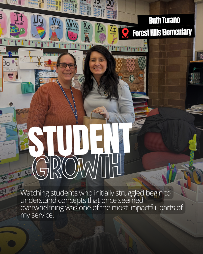 Ruth Turano discusses student growth "Watching students who initially struggled begin to understand concepts that once seemed overwhelming was one of the most impactful parts of my service."