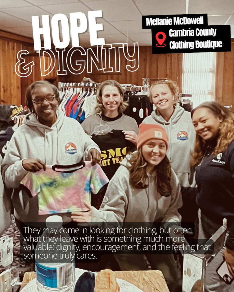Mellanie McDowell Discusses hope & dignity " They may come in looking for clothing, but often what they leave with is something much more valuable: dignity, encouragement, and the feeling that someone truly cares."