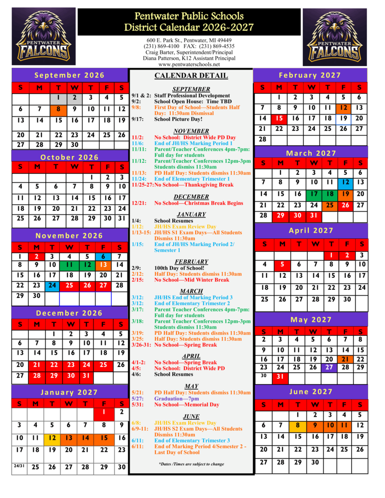 2026-2027 District Calendar