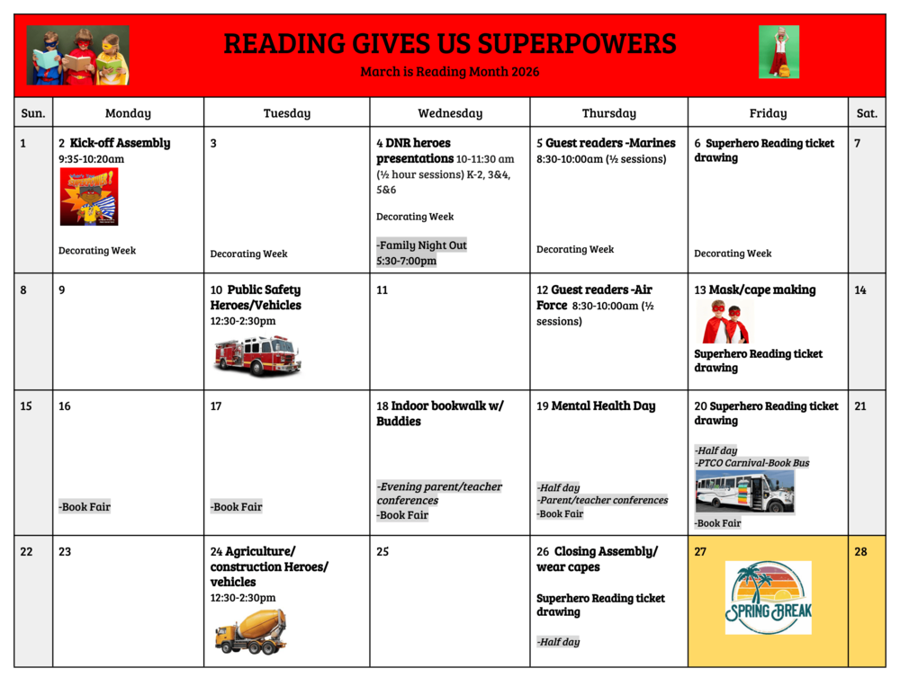March Is Reading Month Calendar