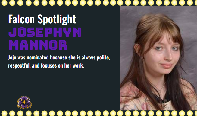 Congratulations Jojo on your Falcon Spotlight Award. Your positive attitude has been amazing this year!