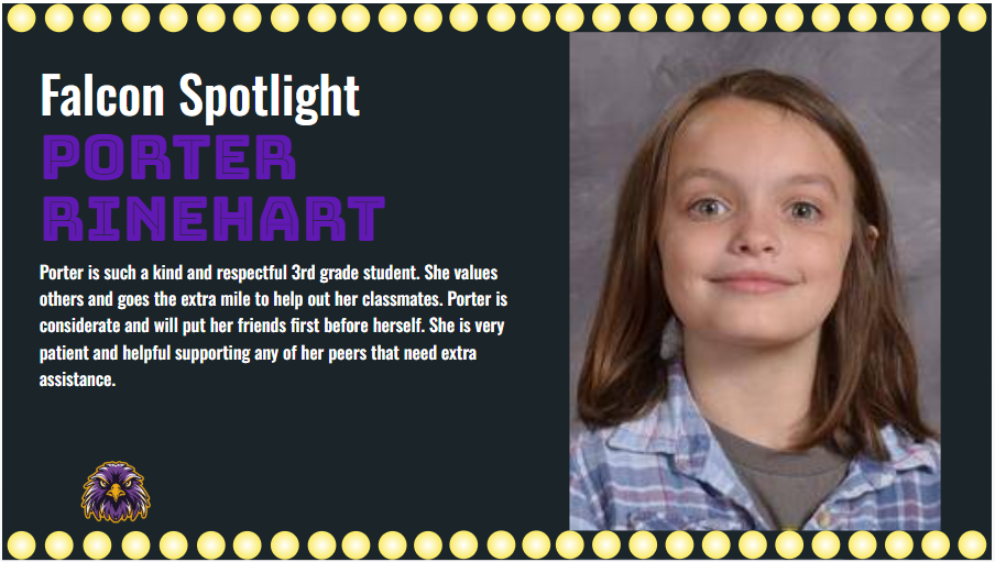 Porter Rinehart Week Three Falcon Spotlight Winner
