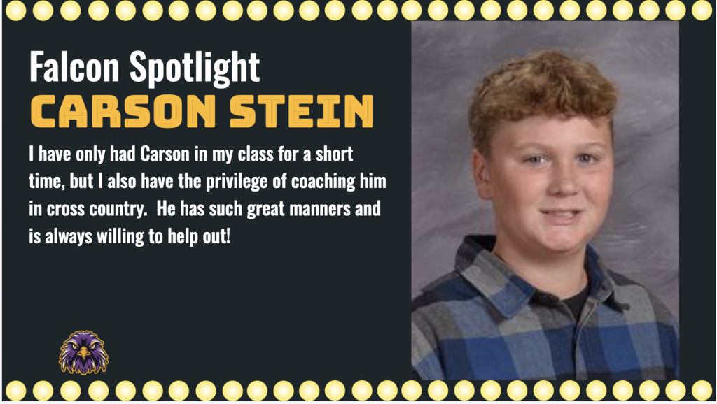 I have only had Carson in my class for a short time, but I also have the privilege of coaching him in cross country.  He has such great manners and is always willing to help out!  