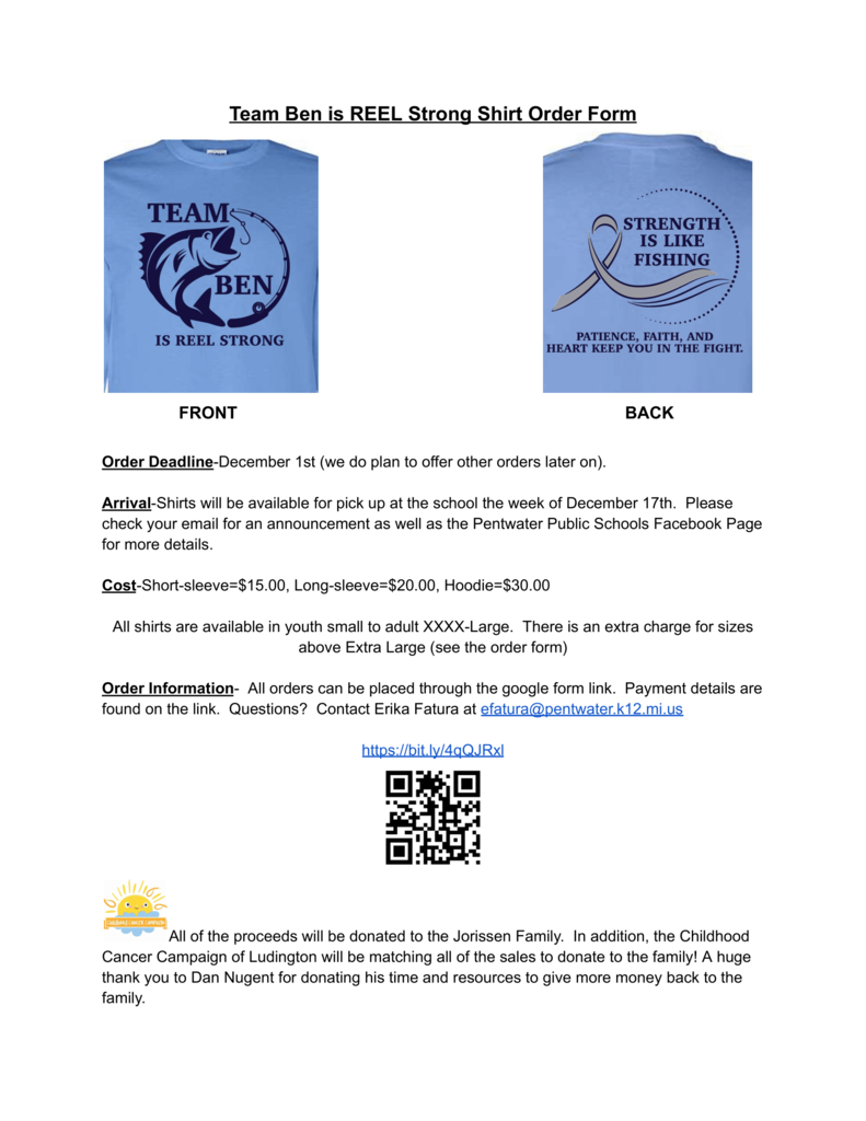 Team Ben is REEL Strong Shirt Order Form