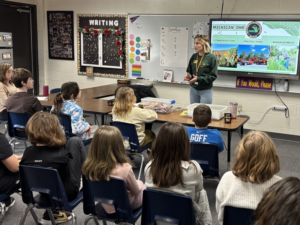 Pentwater Elementary students enjoy presentations from interpreters from Michigan Department of Natural Resources.