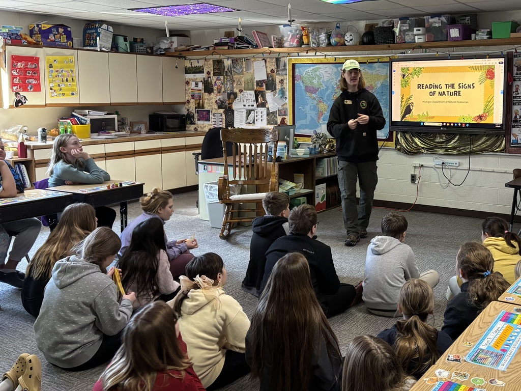Pentwater Elementary students enjoy presentations from interpreters from Michigan Department of Natural Resources.