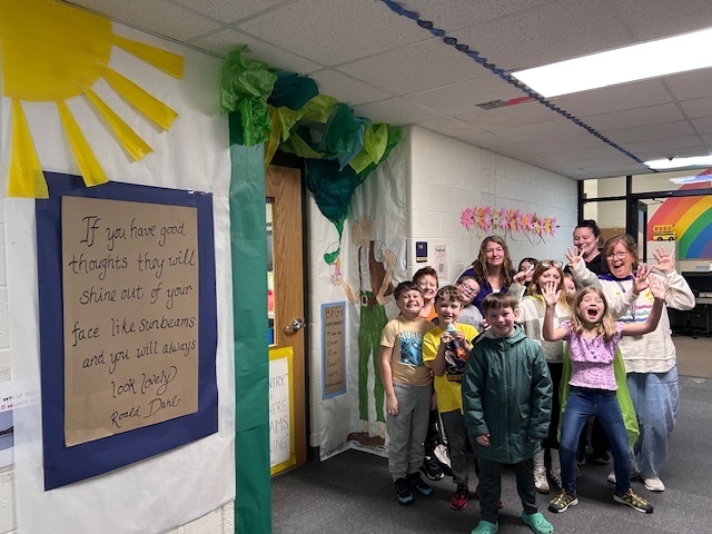 Mrs. Macher's third grade class won the March is Reading Month door decorating contest.