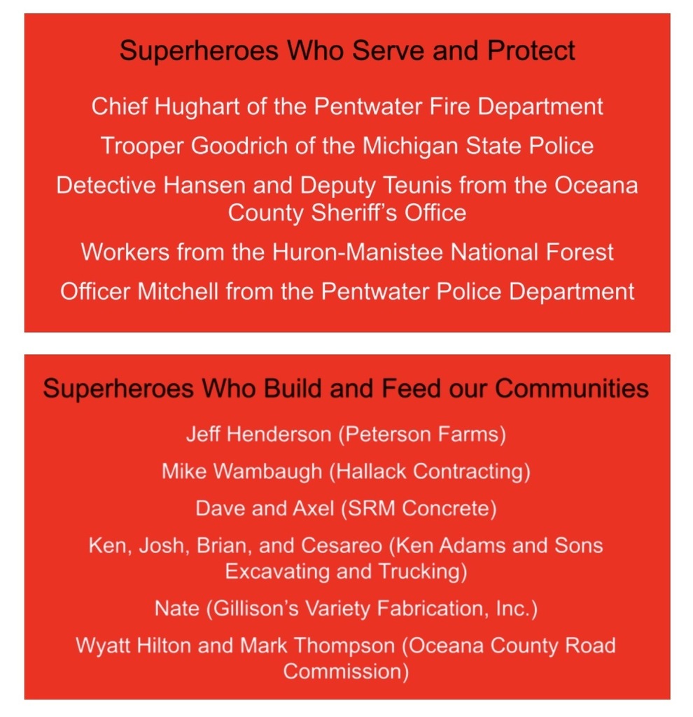 Pentwater Elementary Staff and students are grateful to all who made reading month extra special.