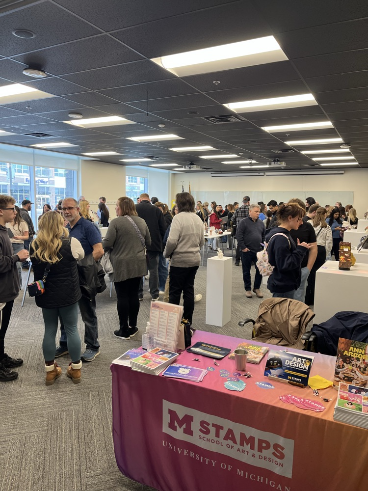 Photo of art show reception. 