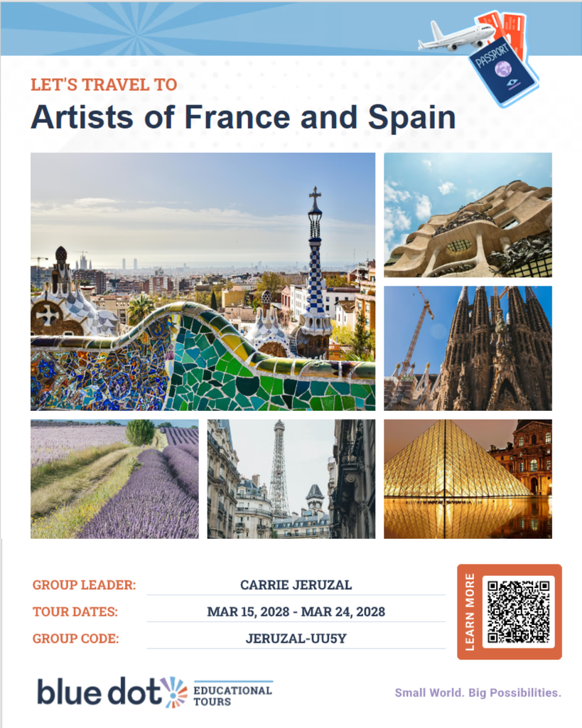Artists of France and Spain educational tour: March 2020. Scan the QR code for more information