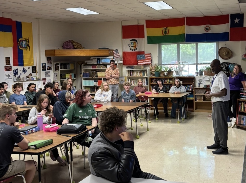 Pentwater students in all grades enjoyed a special visit from author/illustrator, James Edward Burks.
